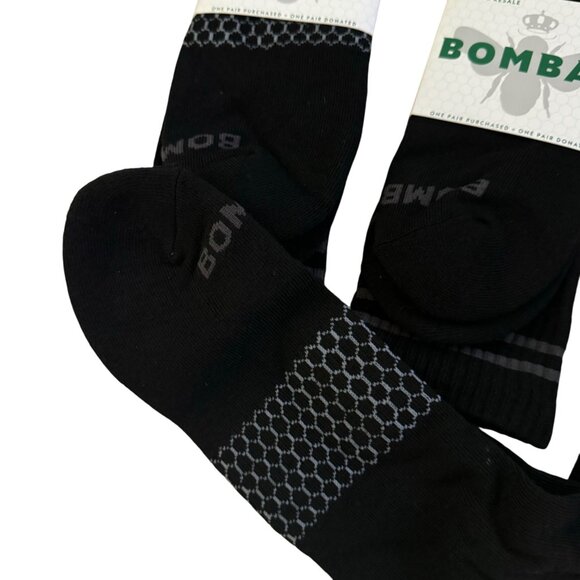 Bombas midCalf mens Socks size XL solid black Honeycomb cushion antimicrobial 5X - Picture 9 of 10